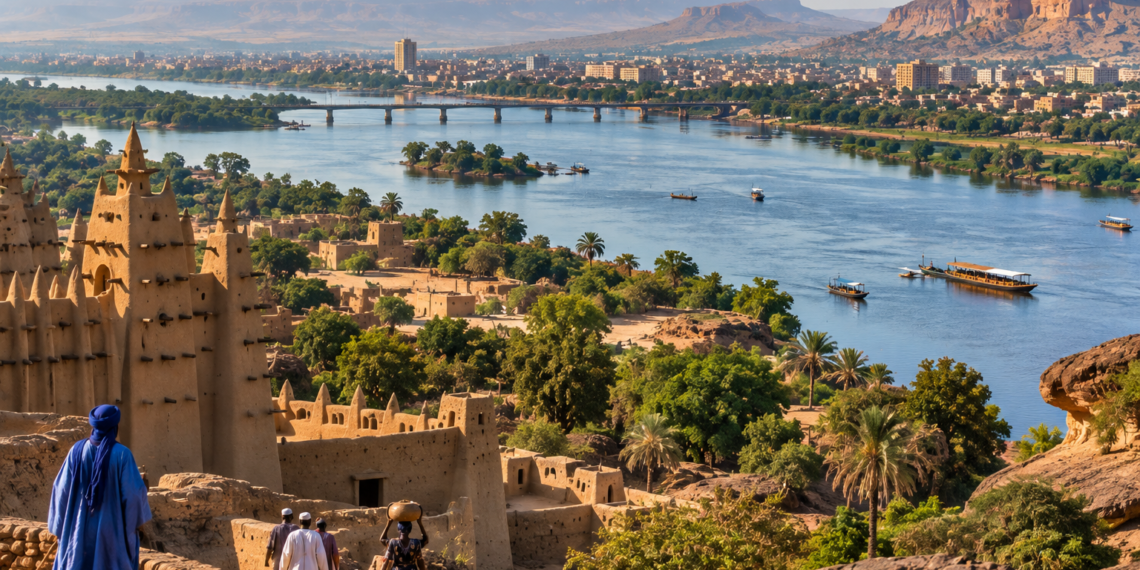 Découvrez le Mali : superficie, 7 pays frontaliers, 19 régions, Bamako, grandes villes, fleuve Niger et diversité des territoires. Tout savoir.