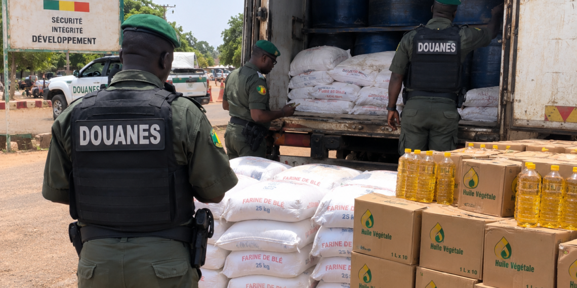 La Douane saisit à Koutiala 2,5 tonnes de farine et 2 000 litres d’huile lors du contrôle d’un camion. Découvrez les détails de l’opération.
