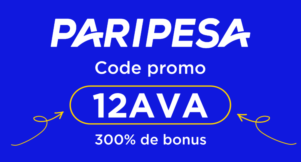 Code promo Paripesa 2026 : 12AVA (bonus 300 %)