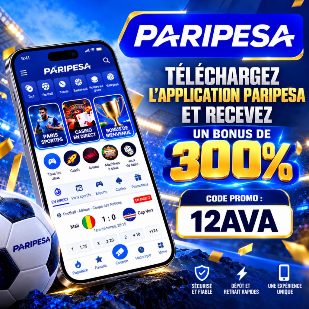 Code promo Paripesa 2026 : 12AVA (bonus 300 %)