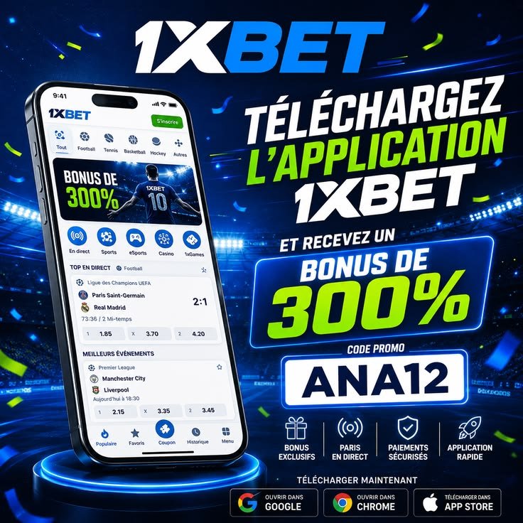 Code promo 1xBet Mali 2026 : ANA12 (bonus 300 %)